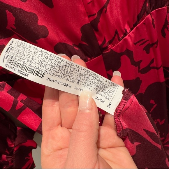 NWT- Zara Satin Shirt Mini Dress Retro Neck Long-Sleeved Back Zip Women's Size M - Picture 7 of 10